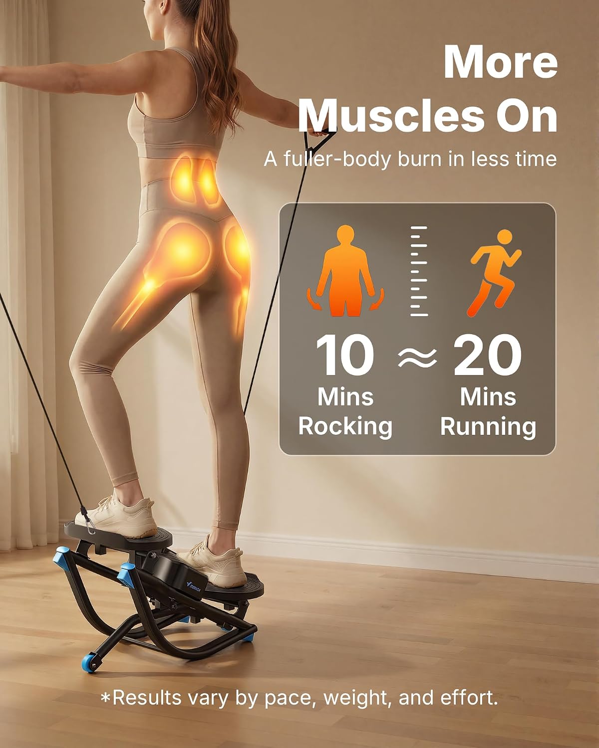 Merach Rocking Steppers for Exercise at Home, 3D Motion Stair Stepper | Balance Board with Resistance Bands for Full Body Workout& Low-Impact Cardio, 330 LBS Loading Capacity Exercise Equipment