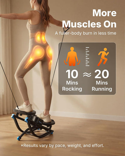 Merach Rocking Steppers for Exercise at Home, 3D Motion Stair Stepper | Balance Board with Resistance Bands for Full Body Workout& Low-Impact Cardio, 330 LBS Loading Capacity Exercise Equipment
